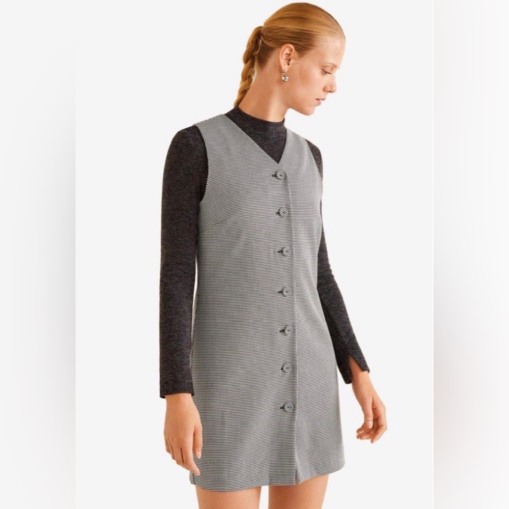 Mango Houndstooth Mini Pedra Dress
